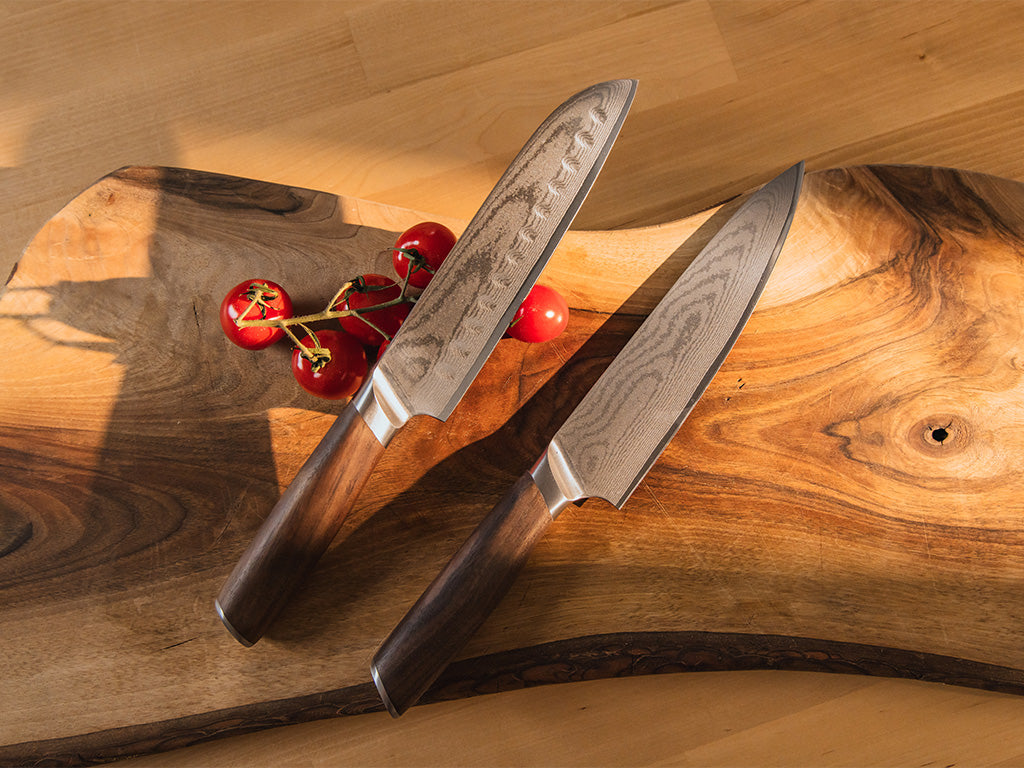 Ensemble de couteaux de chef & santoku en damas