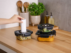 CONTENANT EN VERRE SOUS VIDE CARRÉ – 1230ML – SET – 4 PCS - 4