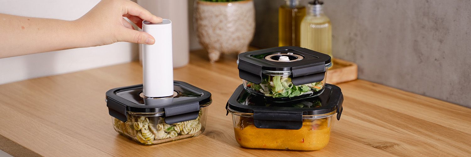 CONTENANT EN VERRE SOUS VIDE CARRÉ – 800ML – SET – 4 PCS