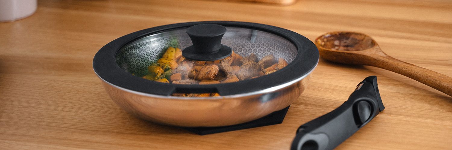 POÊLE À FRIRE MIXTE AVEC MANCHE AMOVIBLE – ENSEMBLE WOK DE 2 PIÈCES