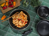 ENSEMBLE DE POÊLE À WOK AVEC POIGNÉE DÉTACHABLE 30CM
