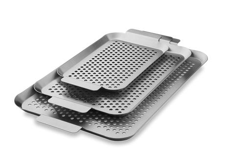 PLATEAUX BBQ EN ACIER INOXYDABLE - 3 PCS - 1