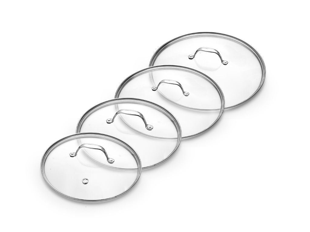 SET DE COUVERCLES EN VERRE 20/24/26/28 CM – 4 PIÈCES - 1