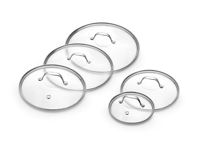 SET DE COUVERCLES EN VERRE 18/24/26/28/30 CM – 5 PIÈCES - 1