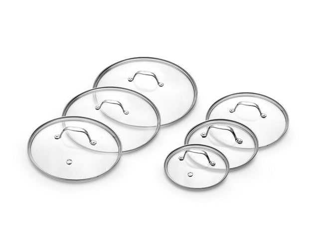 SET DE COUVERCLES EN VERRE 18/20/24/26/28/30 CM – 6 PIÈCES - 1