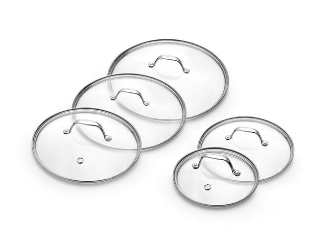 SET DE COUVERCLES EN VERRE 20/24/26/28/30 CM – 5 PIÈCES - 1