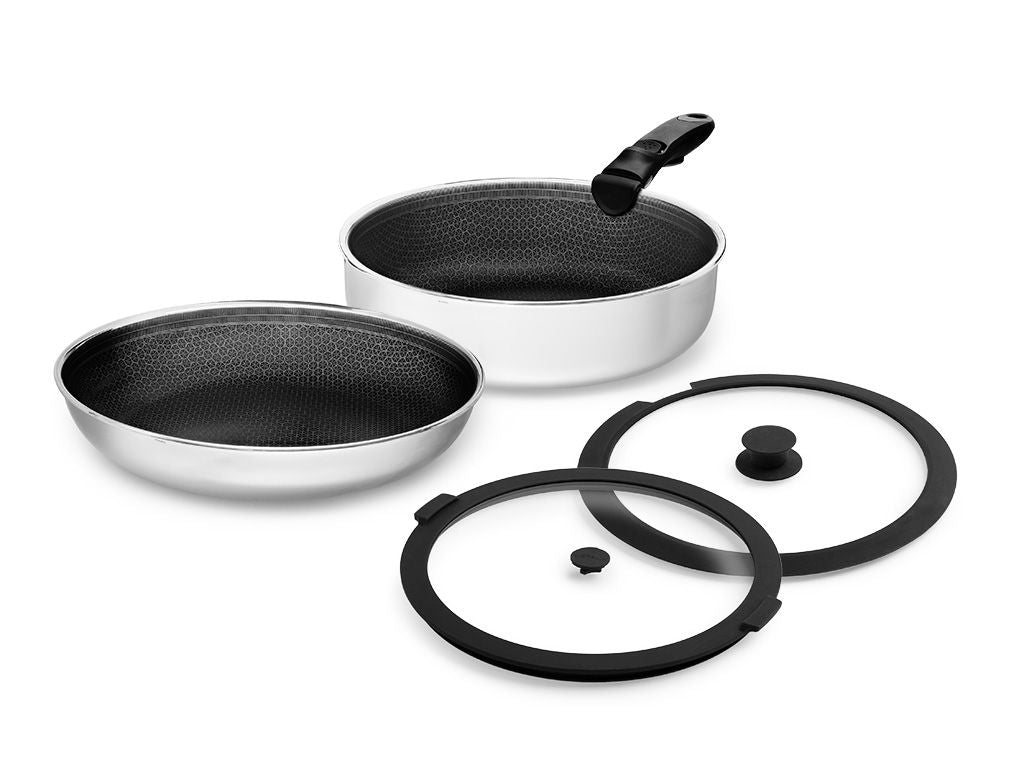 POÊLE À FRIRE MIXTE AVEC MANCHE AMOVIBLE – ENSEMBLE DE 2 PIÈCES - 1
