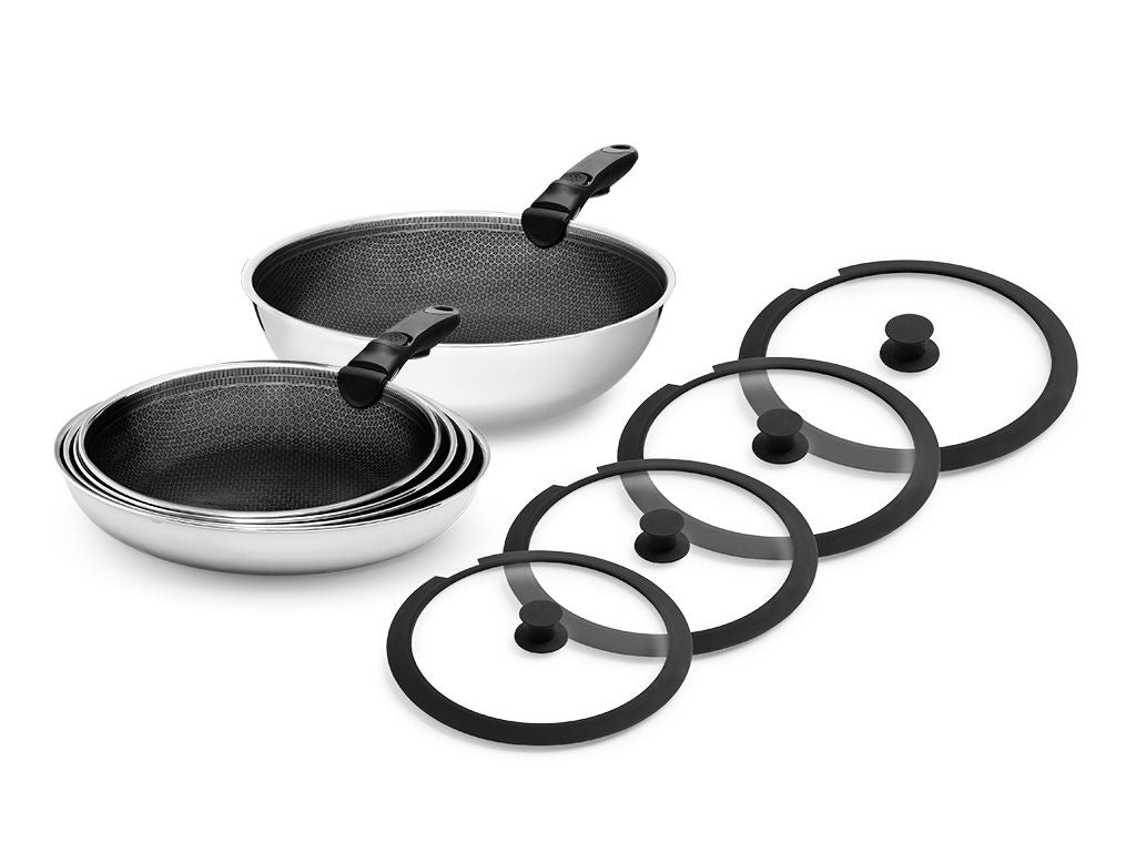 POÊLE À FRIRE MIXTE AVEC MANCHE AMOVIBLE – ENSEMBLE DE 5 PIÈCES - 1
