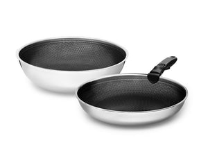 ENSEMBLE DE POÊLE WOK AVEC POIGNÉE DÉTACHABLE – 2 PIÈCES - 1