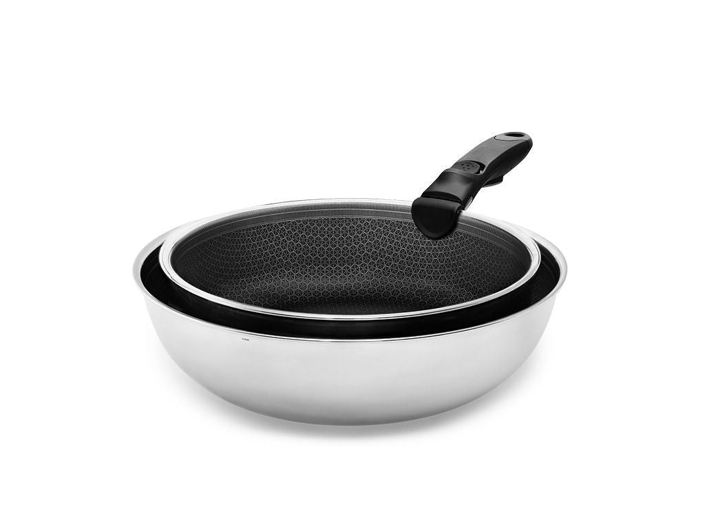 ENSEMBLE DE WOK+SAUTER AVEC POIGNÉE DÉTACHABLE – 2 PIÈCES - 1