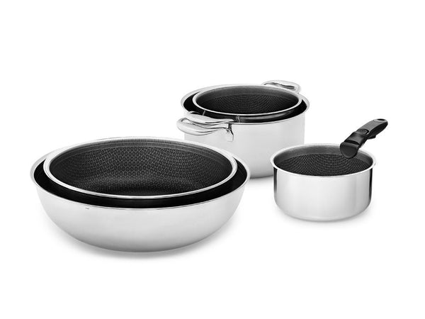 BATTERIE DE CUISINE AVEC POIGNÉE DÉTACHABLE – 5 PIÈCES
