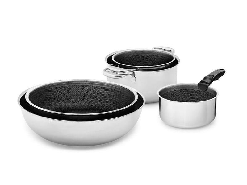 BATTERIE DE CUISINE AVEC POIGNÉE DÉTACHABLE – 5 PIÈCES