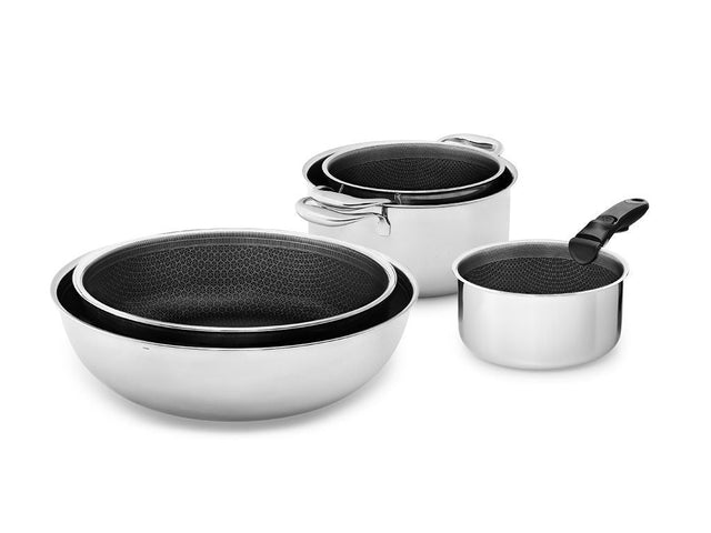BATTERIE DE CUISINE AVEC POIGNÉE DÉTACHABLE – 5 PIÈCES - 1