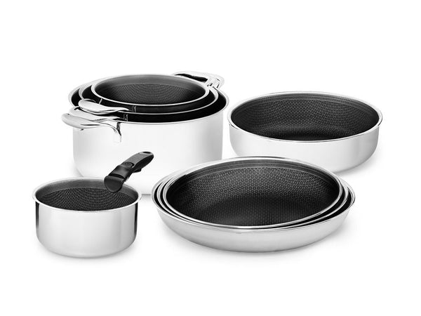 BATTERIE DE CUISINE AVEC POIGNÉE DÉTACHABLE – 8 PIÈCES