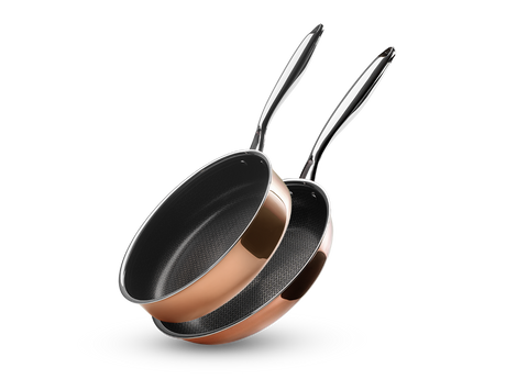 SET POÊLE+SAUTEUSE HYBRIDE ANTIADHÉSIF CUIVRE - 2 PIÈCES - 1