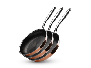 SET DE POÊLES HYBRIDE ANTIADHÉSIF CUIVRE - 3 PIÈCES - 1