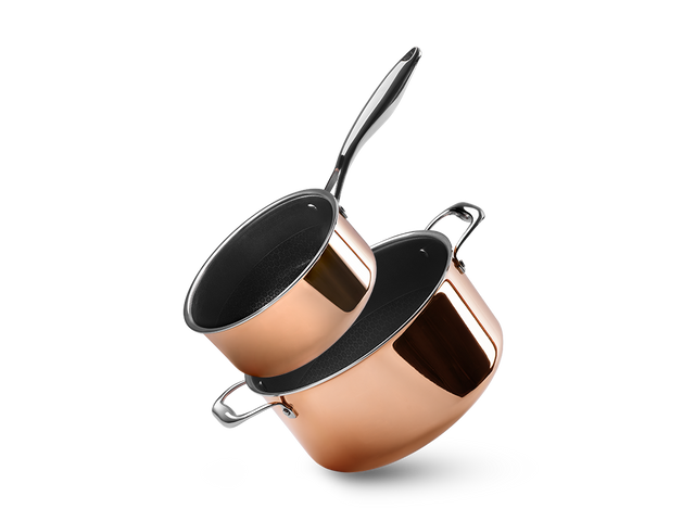 SET DE CASSEROLES HYBRIDE ANTIADHÉSIF CUIVRE - 2 PIÈCES - 1