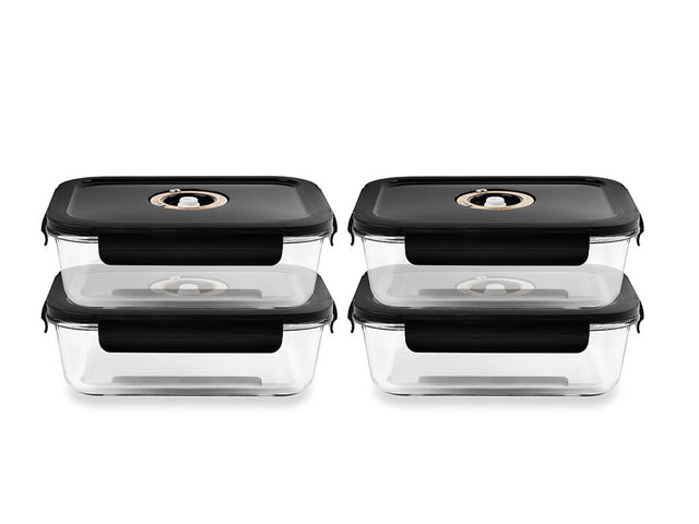 CONTENANT EN VERRE SOUS VIDE RECTANGULAIRE – 1040ML – SET – 4 PCS - 1