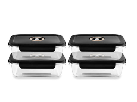 CONTENANT EN VERRE SOUS VIDE RECTANGULAIRE – 1040ML – SET – 4 PCS - 1