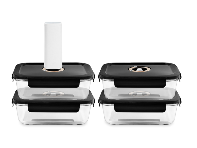 CONTENANT EN VERRE SOUS VIDE RECTANGULAIRE – 1040ML – SET – 4 PCS - 1