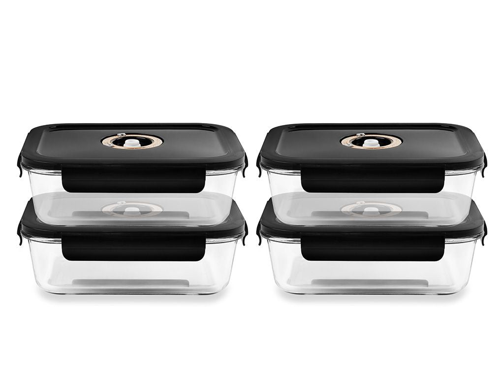 CONTENANT EN VERRE SOUS VIDE RECTANGULAIRE – 1480ML – SET – 4 PCS - 1