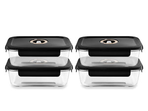 CONTENANT EN VERRE SOUS VIDE RECTANGULAIRE – 1480ML – SET – 4 PCS - 1
