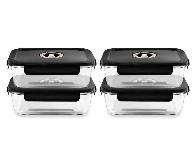 CONTENANT EN VERRE SOUS VIDE RECTANGULAIRE – 1480ML – SET – 4 PCS - 1