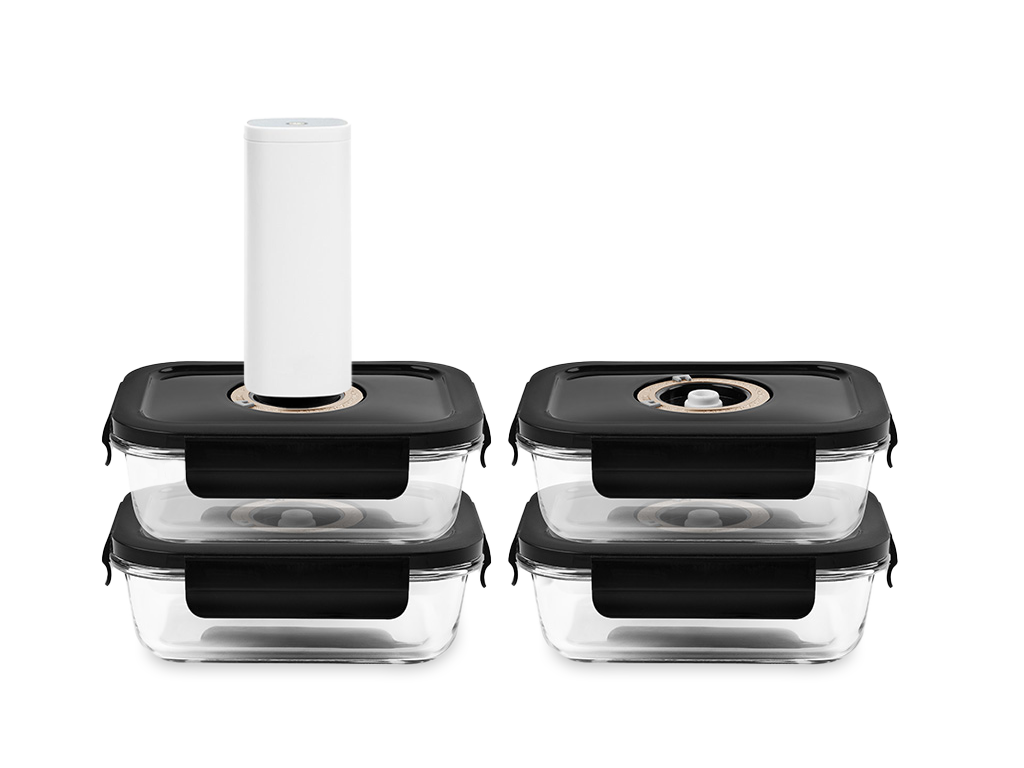 CONTENANT EN VERRE SOUS VIDE RECTANGULAIRE – 630ML – SET – 4 PCS - 1