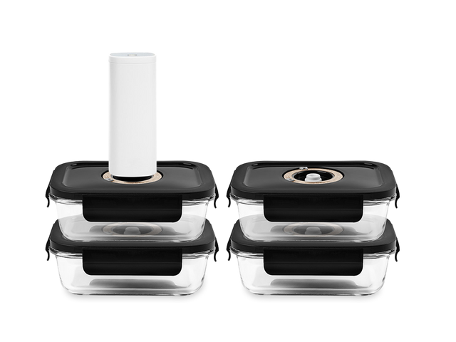 CONTENANT EN VERRE SOUS VIDE RECTANGULAIRE – 630ML – SET – 4 PCS - 1