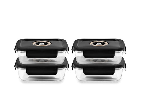 CONTENANT EN VERRE SOUS VIDE RECTANGULAIRE – 630ML – SET – 4 PCS - 1