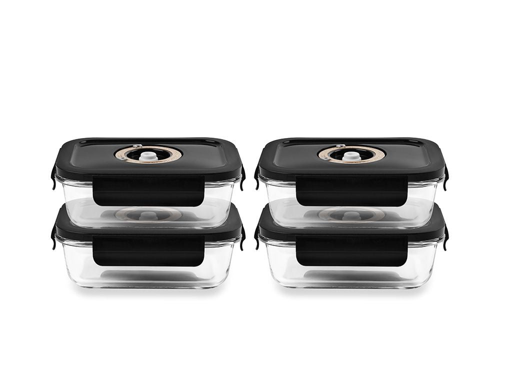 CONTENANT EN VERRE SOUS VIDE RECTANGULAIRE – 630ML – SET – 4 PCS - 1