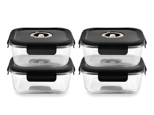 CONTENANT EN VERRE SOUS VIDE CARRÉ – 1230ML – SET – 4 PCS - 1