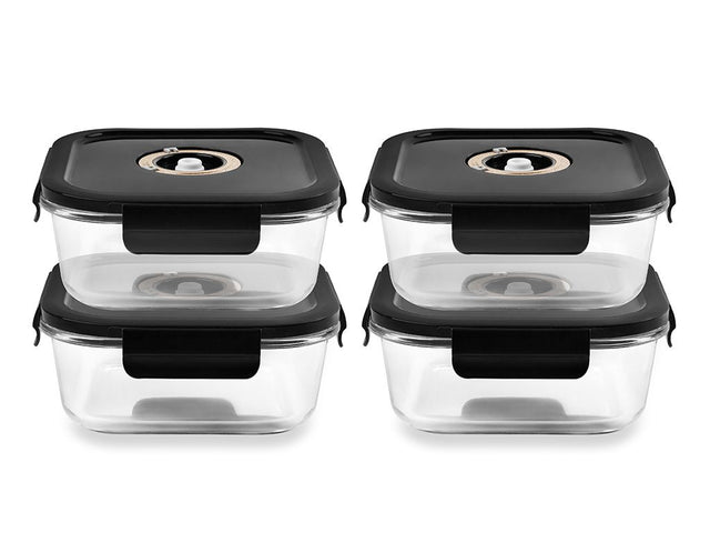 CONTENANT EN VERRE SOUS VIDE CARRÉ – 1230ML – SET – 4 PCS - 1