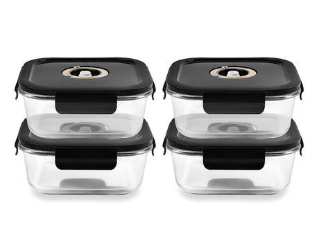 CONTENANT EN VERRE SOUS VIDE CARRÉ – 1230ML – SET – 4 PCS - 1