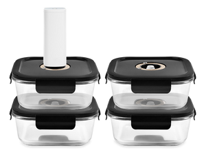 CONTENANT EN VERRE SOUS VIDE CARRÉ – 1230ML – SET – 4 PCS - 1