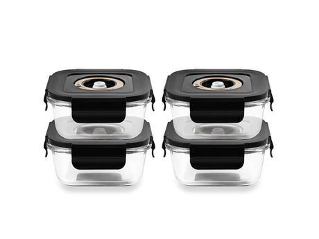 CONTENANT EN VERRE SOUS VIDE CARRÉ – 525ML – SET – 4 PCS - 1