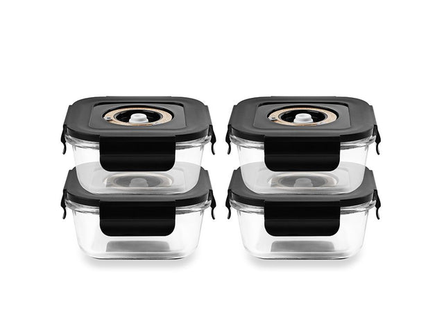 CONTENANT EN VERRE SOUS VIDE CARRÉ – 525ML – SET – 4 PCS - 1