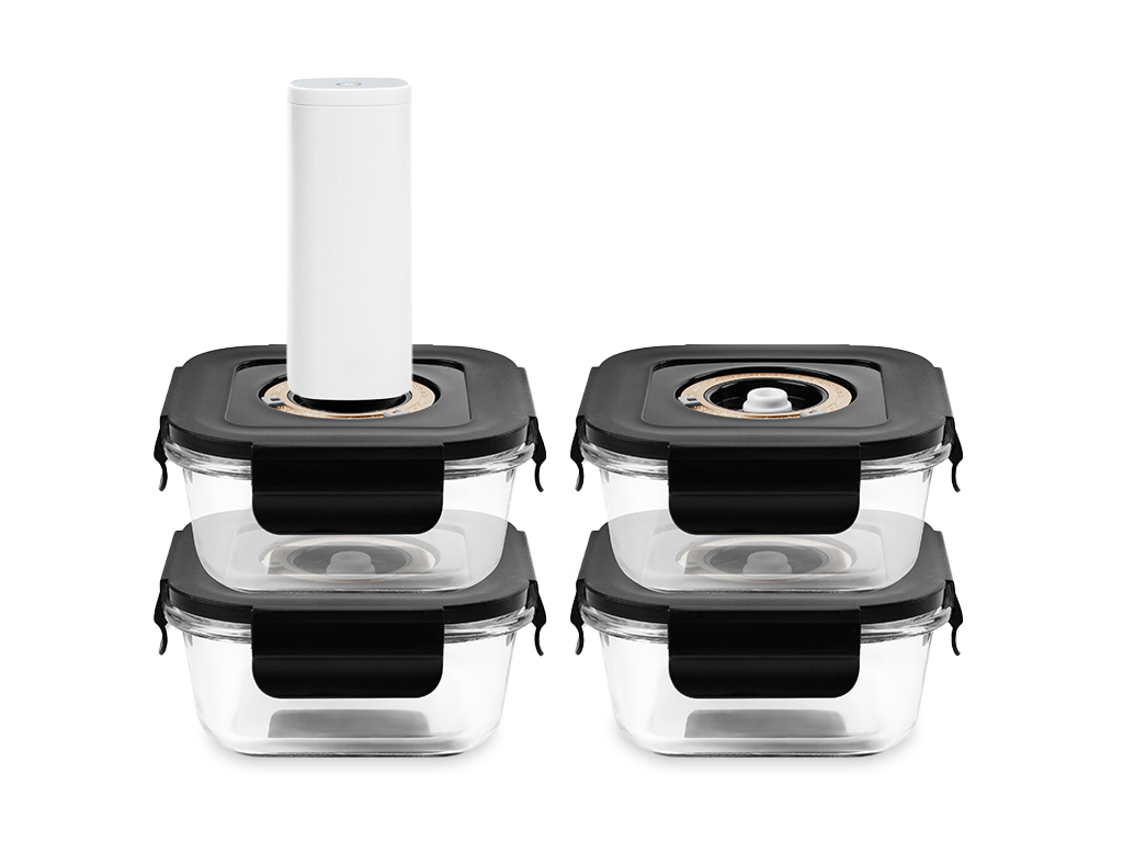 CONTENANT EN VERRE SOUS VIDE CARRÉ – 525ML – SET – 4 PCS - 1