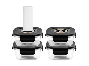 CONTENANT EN VERRE SOUS VIDE CARRÉ – 525ML – SET – 4 PCS - 1