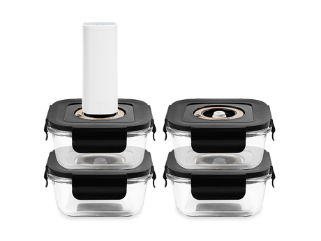 CONTENANT EN VERRE SOUS VIDE CARRÉ – 525ML – SET – 4 PCS - 1