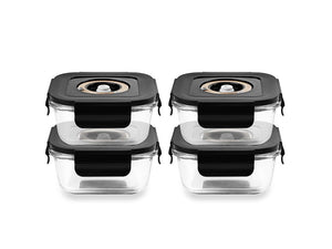 SQUARE VACUUM GLASS CONTAINER - 525ML - SET - 4PC - 1