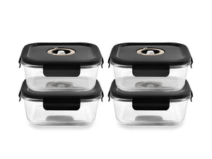 CONTENANT EN VERRE SOUS VIDE CARRÉ – 800ML – SET – 4 PCS - 1