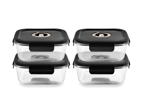 CONTENANT EN VERRE SOUS VIDE CARRÉ – 800ML – SET – 4 PCS - 1