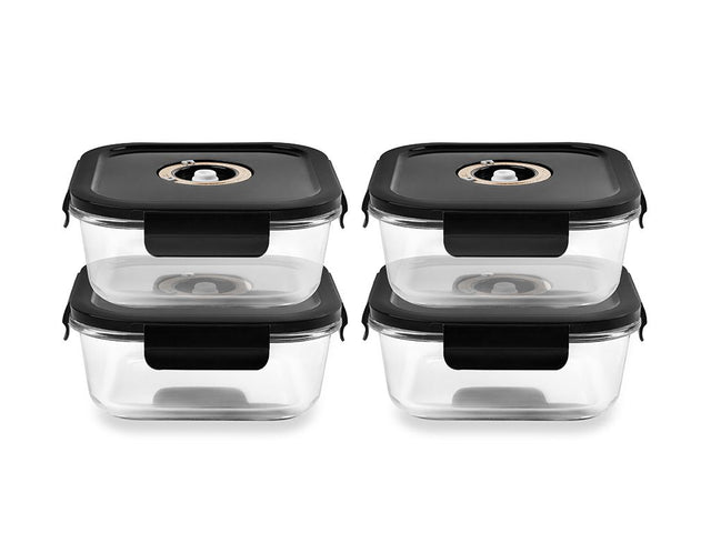 CONTENANT EN VERRE SOUS VIDE CARRÉ – 800ML – SET – 4 PCS - 1
