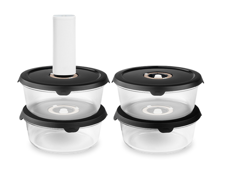RÉCIPIENT EN VERRE SOUS VIDE ROND – 1400ML- 4-PAQUET - 1