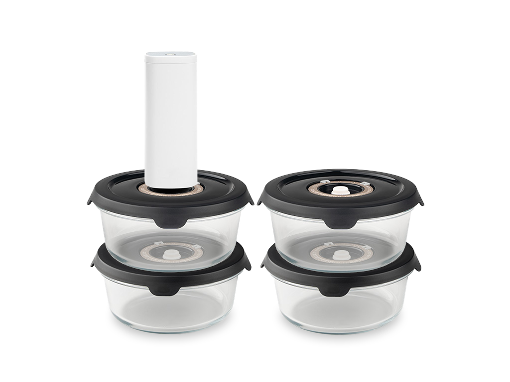 RÉCIPIENT EN VERRE SOUS VIDE ROND – 635ML - 4-PAQUET - 1