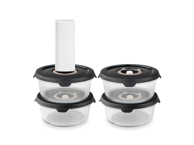 RÉCIPIENT EN VERRE SOUS VIDE ROND – 635ML - 4-PAQUET - 1