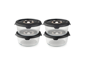 ROUND VACUUM GLASS CONTAINER – 635ML SET - 4PC - 1