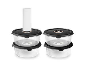 RÉCIPIENT EN VERRE SOUS VIDE ROND – 930ML - 4-PAQUET - 1