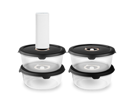 RÉCIPIENT EN VERRE SOUS VIDE ROND – 930ML - 4-PAQUET - 1